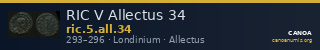 RIC V Allectus 34 — CANOA