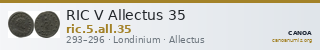 RIC V Allectus 35 — CANOA