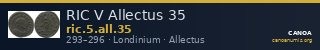RIC V Allectus 35 — CANOA