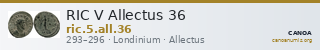 RIC V Allectus 36 — CANOA