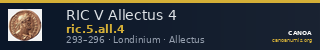RIC V Allectus 4 — CANOA
