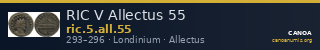 RIC V Allectus 55 — CANOA