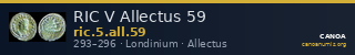 RIC V Allectus 59 — CANOA