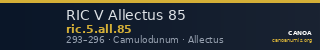 RIC V Allectus 85 — CANOA