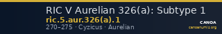 RIC V Aurelian 326(a): Subtype 1 — CANOA