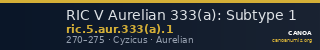 RIC V Aurelian 333(a): Subtype 1 — CANOA
