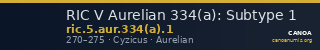 RIC V Aurelian 334(a): Subtype 1 — CANOA