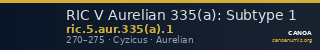 RIC V Aurelian 335(a): Subtype 1 — CANOA