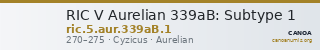 RIC V Aurelian 339aB: Subtype 1 — CANOA