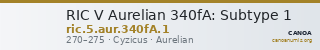 RIC V Aurelian 340fA: Subtype 1 — CANOA