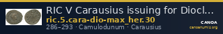 RIC V Carausius issuing for Diocletian/Maximian 30 — CANOA