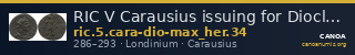 RIC V Carausius issuing for Diocletian/Maximian 34 — CANOA