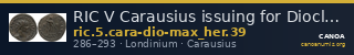 RIC V Carausius issuing for Diocletian/Maximian 39 — CANOA
