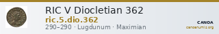 RIC V Diocletian 362 — CANOA