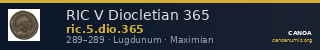 RIC V Diocletian 365 — CANOA