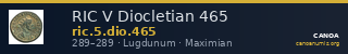 RIC V Diocletian 465 — CANOA