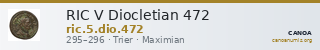 RIC V Diocletian 472 — CANOA
