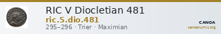 RIC V Diocletian 481 — CANOA