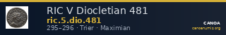 RIC V Diocletian 481 — CANOA