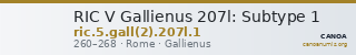 RIC V Gallienus 207l: Subtype 1 — CANOA