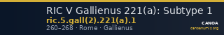 RIC V Gallienus 221(a): Subtype 1 — CANOA