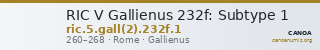 RIC V Gallienus 232f: Subtype 1 — CANOA