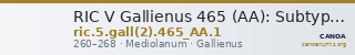 RIC V Gallienus 465 (AA): Subtype 1 — CANOA