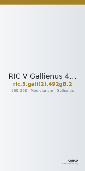 RIC V Gallienus 492gB: Subtype 2 — CANOA