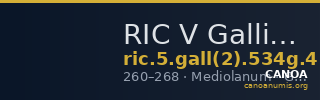 RIC V Gallienus 534g: Subtype 4 — CANOA