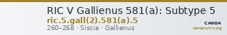RIC V Gallienus 581(a): Subtype 5 — CANOA