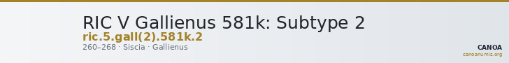 RIC V Gallienus 581k: Subtype 2 — CANOA