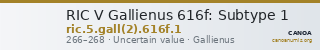 RIC V Gallienus 616f: Subtype 1 — CANOA