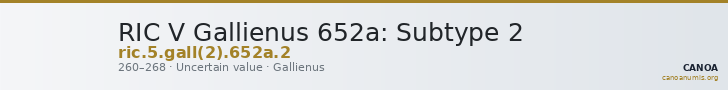 RIC V Gallienus 652a: Subtype 2 — CANOA
