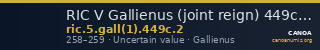 RIC V Gallienus (joint reign) 449c: Subtype 2 — CANOA