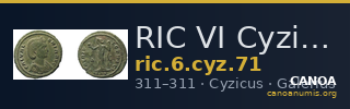 RIC VI Cyzicus 71 — CANOA