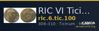 RIC VI Ticinum 100 — CANOA