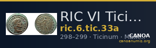 RIC VI Ticinum 33a — CANOA