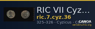 RIC VII Cyzicus 36 — CANOA