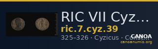 RIC VII Cyzicus 39 — CANOA