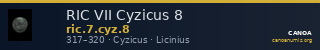 RIC VII Cyzicus 8 — CANOA