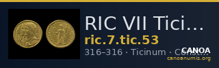 RIC VII Ticinum 53 — CANOA