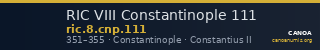 RIC VIII Constantinople 111 — CANOA