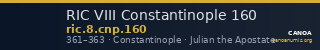 RIC VIII Constantinople 160 — CANOA