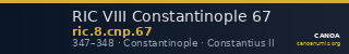RIC VIII Constantinople 67 — CANOA