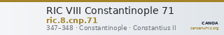 RIC VIII Constantinople 71 — CANOA