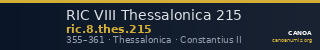 RIC VIII Thessalonica 215 — CANOA