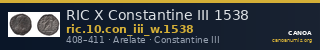 RIC X Constantine III 1538 — CANOA