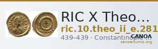 RIC X Theodosius II (East) 281 — CANOA