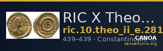 RIC X Theodosius II (East) 281 — CANOA