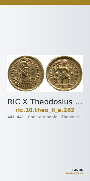 RIC X Theodosius II (East) 282 — CANOA